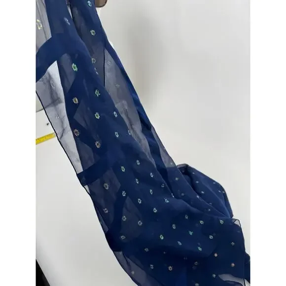Christian Dior Blue Rare Metallic Flakes Large Shawl Scarf